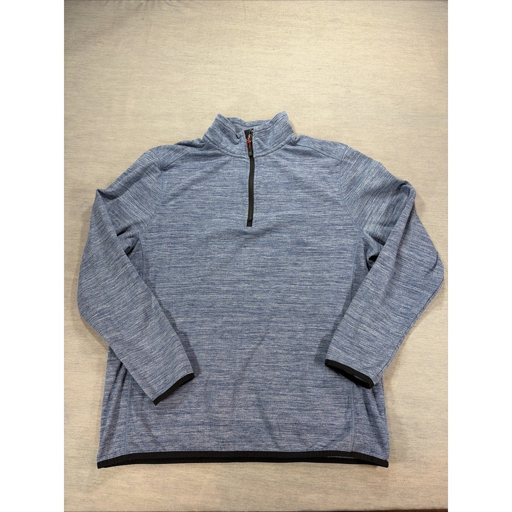 Avalanche Men's Quarter Zip Top Pullover Sweater 1/4 Zip Shirt Blue Size Large